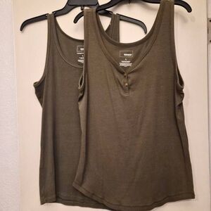 Set of 2 Olive Khaki Military Green Sonoma Tank Tops
